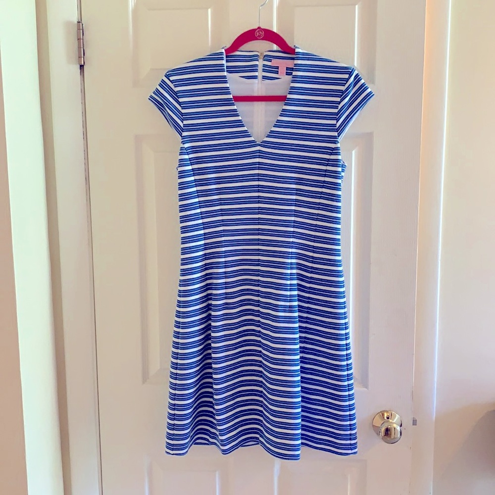 Lilly Pulitzer Blue and White Striped Dress.